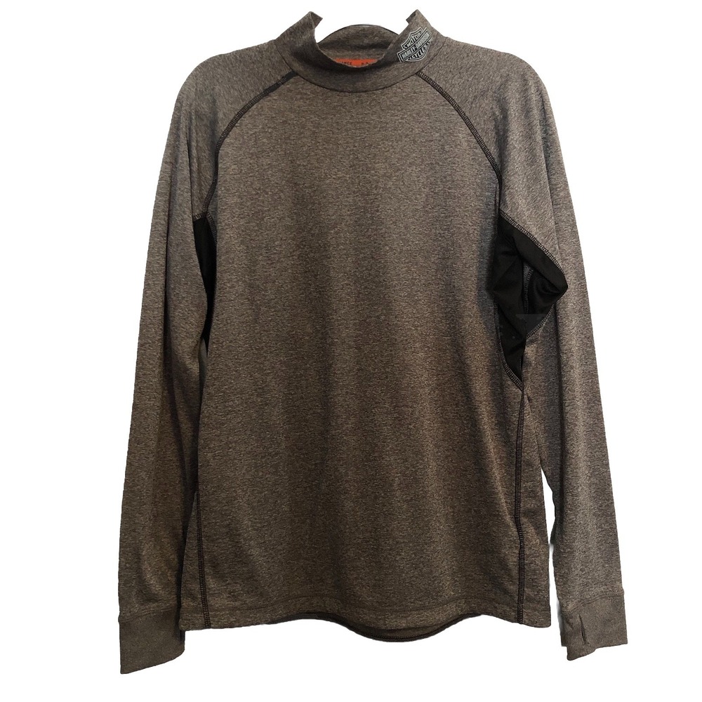 Harley Davidson Performance Long‎ Sleeve Top Thumb Hole Gray Grey Medium Shirt